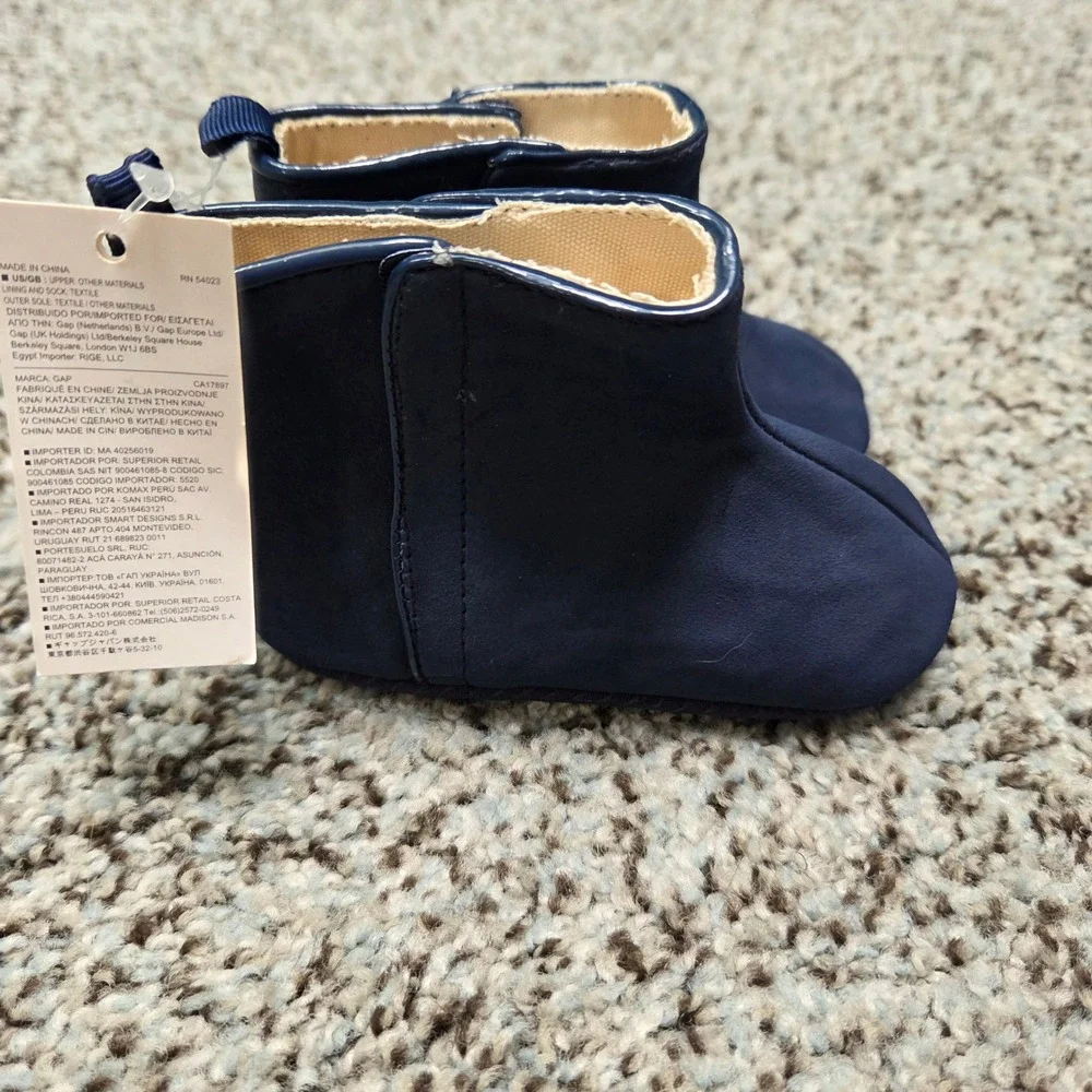 Baby‎ Gap Navy Booties Piped Ankle Boots Infant Shoes 18-24M